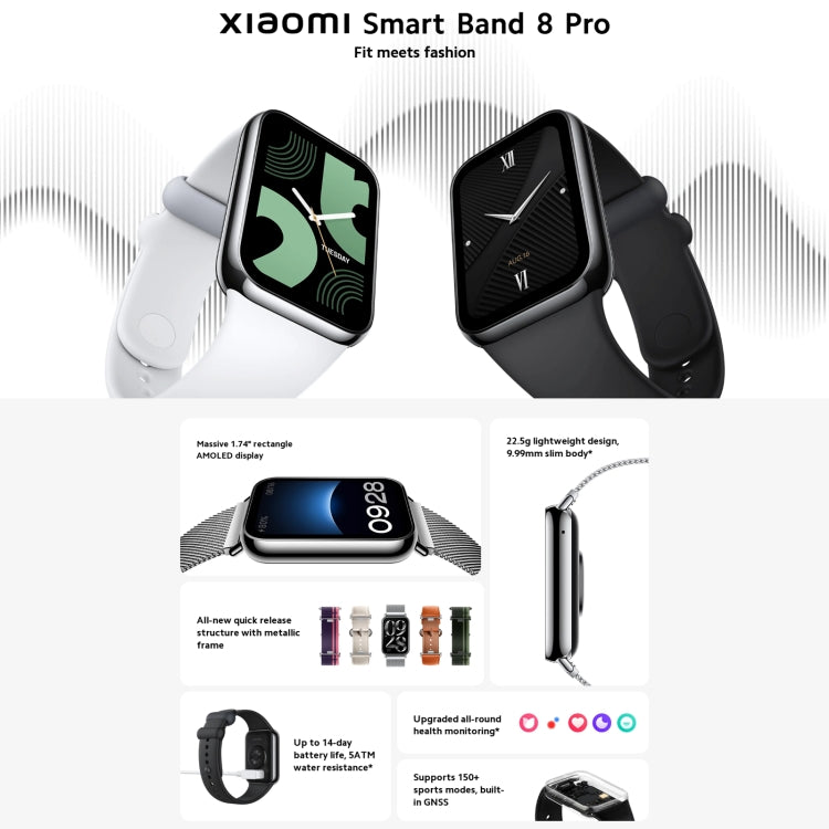 Original Xiaomi Mi Band 8 Pro Global 1.74 inch AMOLED Full Color Screen 5ATM Waterproof Smart Watch, Support GPS / NFC / Heart Rate Original Xiaomi Mi Band 8 Pro Global 1.74 inch AMOLED Full Color Screen 5ATM Waterproof Smart Watch, Support GPS / NFC / Heart Rate